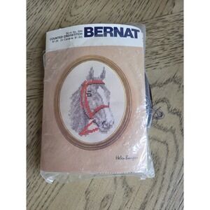 Bernat Counted Cross Stitch Kit Vintage Gray Horse NOS New Horse Crossstitch
